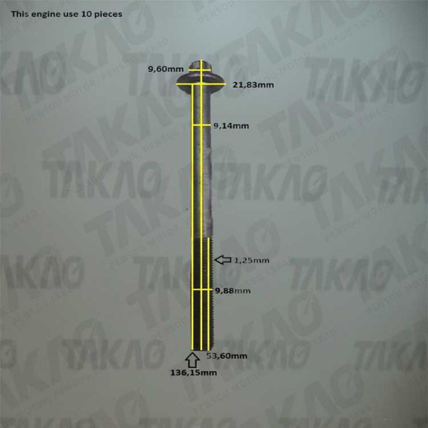 Parafuso de Cabeçote (JG) - GM 1.0/1.4/1.6/1.8L 8V Diversos